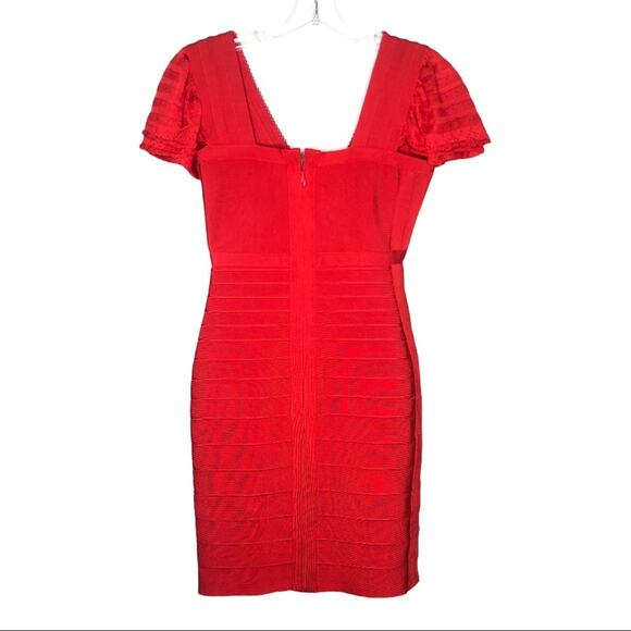 Unbranded Womens Dress Size S Red Bandage Bodycon Short Sleeve Fitted Sexy - Picture 2 of 12